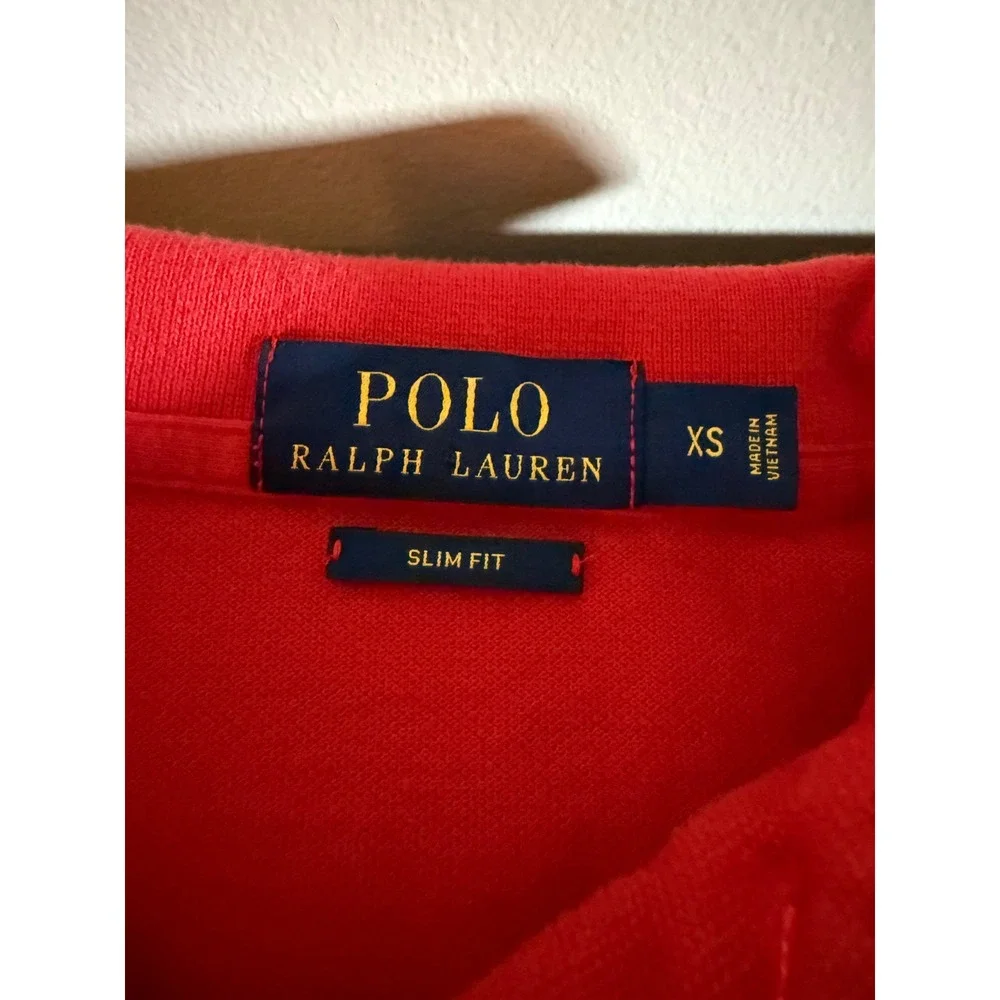 Polo Ralph Lauren Mens Slim Fit Red Cotton Pique Short Sleeve Polo Shirt XS